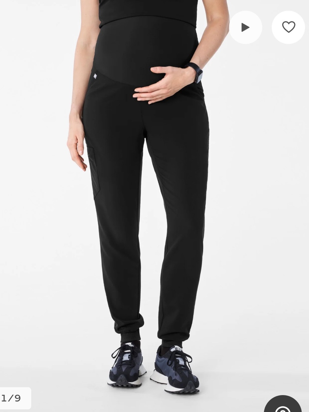 FIGS Black Zamora Maternity Jogger Scrub Pants Sz M Tall